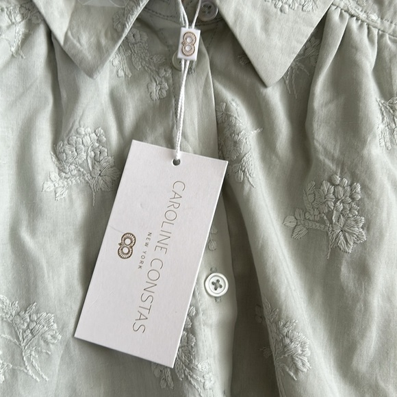 Caroline  Constas Sage Green Embroidered Women's Top 100% cotton - Picture 5 of 11